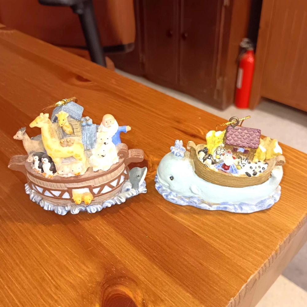 Noah's Ark Ornaments or Shelf hangers or sitters 2 included